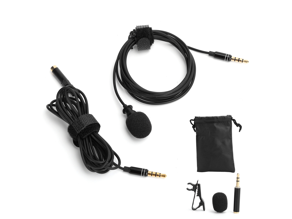 Micrófono De Solapa Mini Profesional Con Clip, Cable De 2 M Y Conector De 3,5 Mm Para Grabaciones Y Entrevistas - Negro