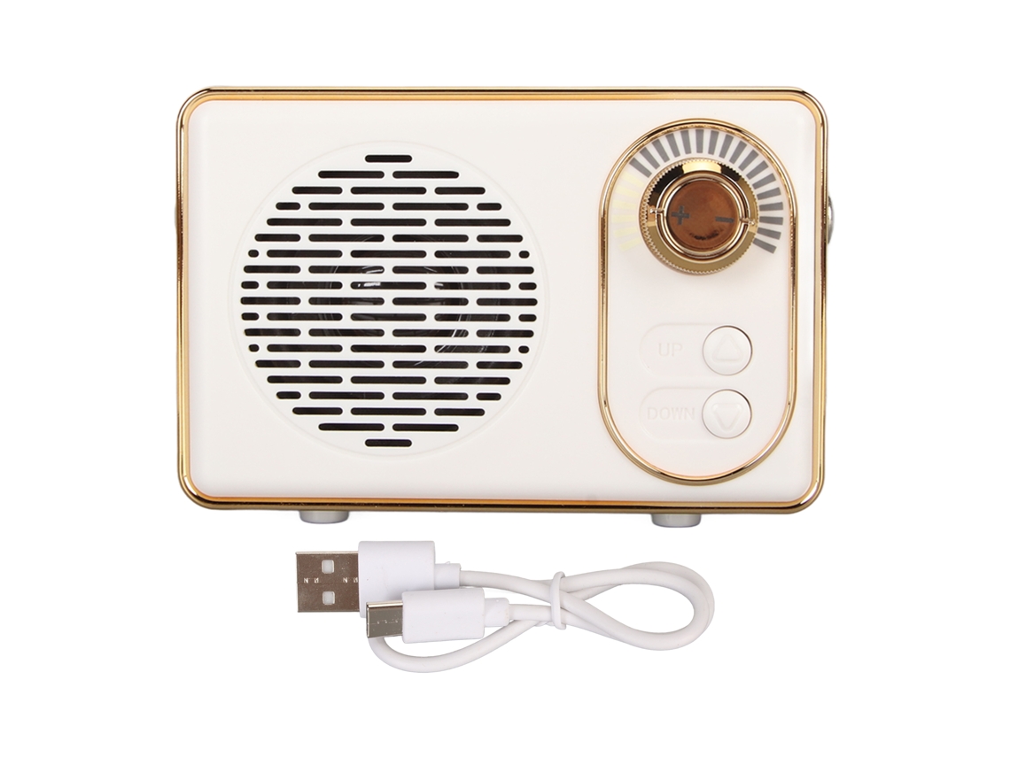 Altavoz Retro Bluetooth 5.0 Vintage Mini Recargable Con Aux Usb Blanco