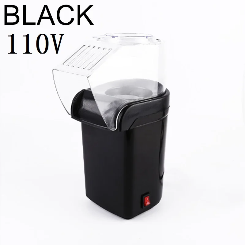 Mini máquina para hacer palomitas de maíz de aire caliente (110 V, negra) sin aceite, 1200 W