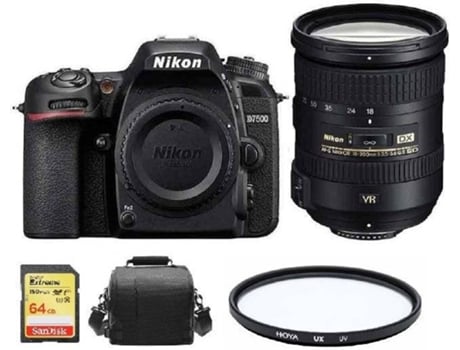 Kit Cámara Réflex NIKON D7500 + AF-S 18-200MM F3.5-5.6G ED VR II DX + Tarjeta SD de 64GB + Funda de cámara + Filtro HOYA UX UV 72mm