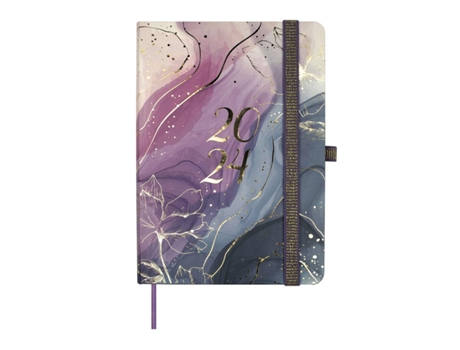 Agenda semanal A6 2024 Diseño de Finocam con elastic Goldy 881543424 M4