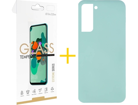 Carcasa + Protector de Pantalla para Samsung Galaxy S22 Plus 5G SKYHE Verde Agua