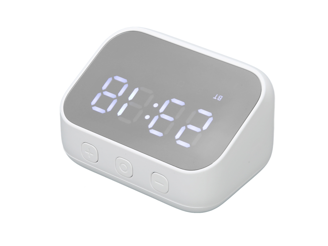 Reloj Despertador Con Altavoz Bluetooth 5.0, Control Por Voz, Pantalla Digital Y Batería De 1500 Mah - Blanco