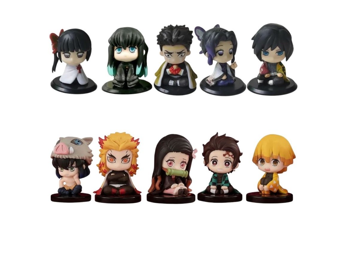 Pack 10 Figuras Demon Slayer | 4-5 cm | Tanjiro Nezuko Inosuke Zenitsu | Hashiras | Miniaturas | Perder