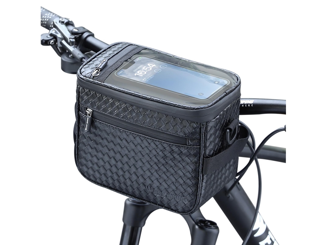 Bolsa para manillar de bicicleta con pantalla táctil - Cesta delantera impermeable para bicicleta Paquete de almacenamiento de accesorios pa IKIKSO