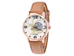 Reloj De Cuarzo Unisex Con Correa De Cuero Pu Y Dial De Araña Casual (café Claro)