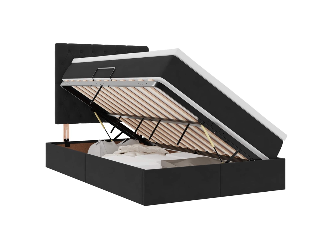Vidaxl Cama Con Almacenamiento Y Colchón Negro 120 X 200 Cm Terciopelo