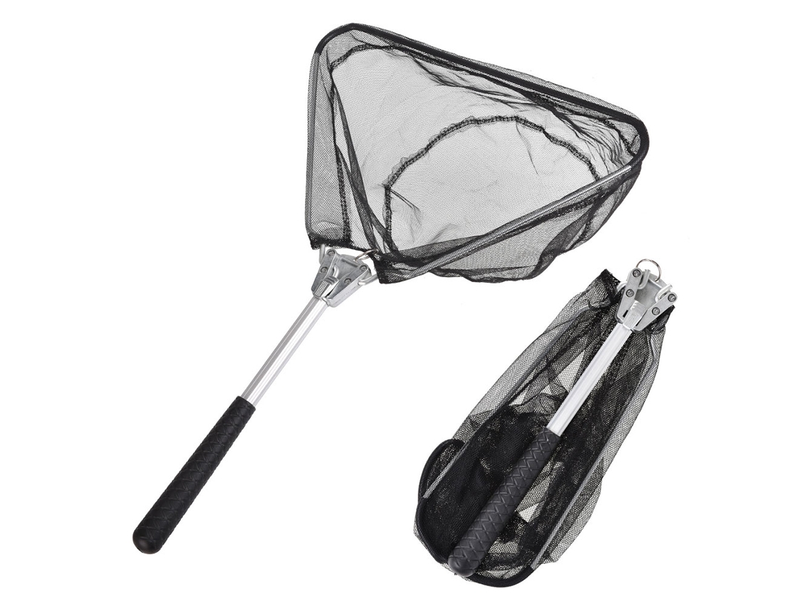 Danu26-red De Pesca De Desembarque Con Palo Plegable Y Malla De Nylon Para Capturar O Liberar Peces Triangular
