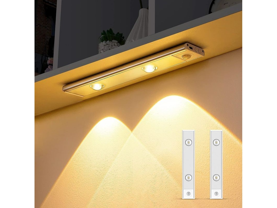 Luz Led Con Sensor De Movimiento Para Cajón/cocina, Recargable Por Usb, 2 Unidades, 3 Tonos, Instalación Magnética.