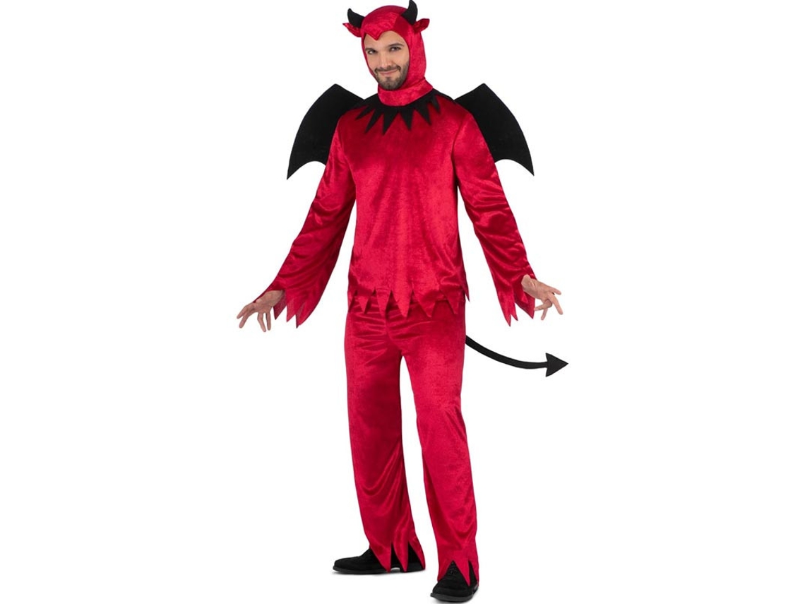 Disfraz de Diablo rojo con alas y cola para hombre