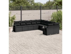 Conjunto de sofás de jardín de 10 piezas DKD Home Decor con cojines de mimbre negros