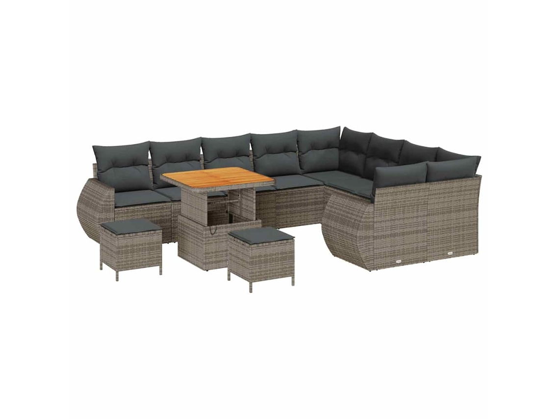 Maison Exclusive - Conjunto De Sofá De Jardín 12 Pcs Gris Rattan De Poliéster