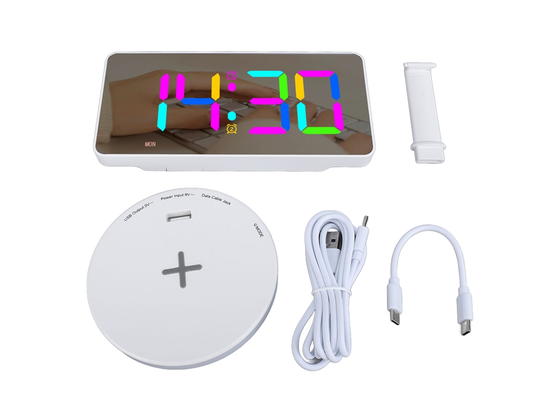 Reloj digital LED RGB de 7,3 pulgadas para dormitorios