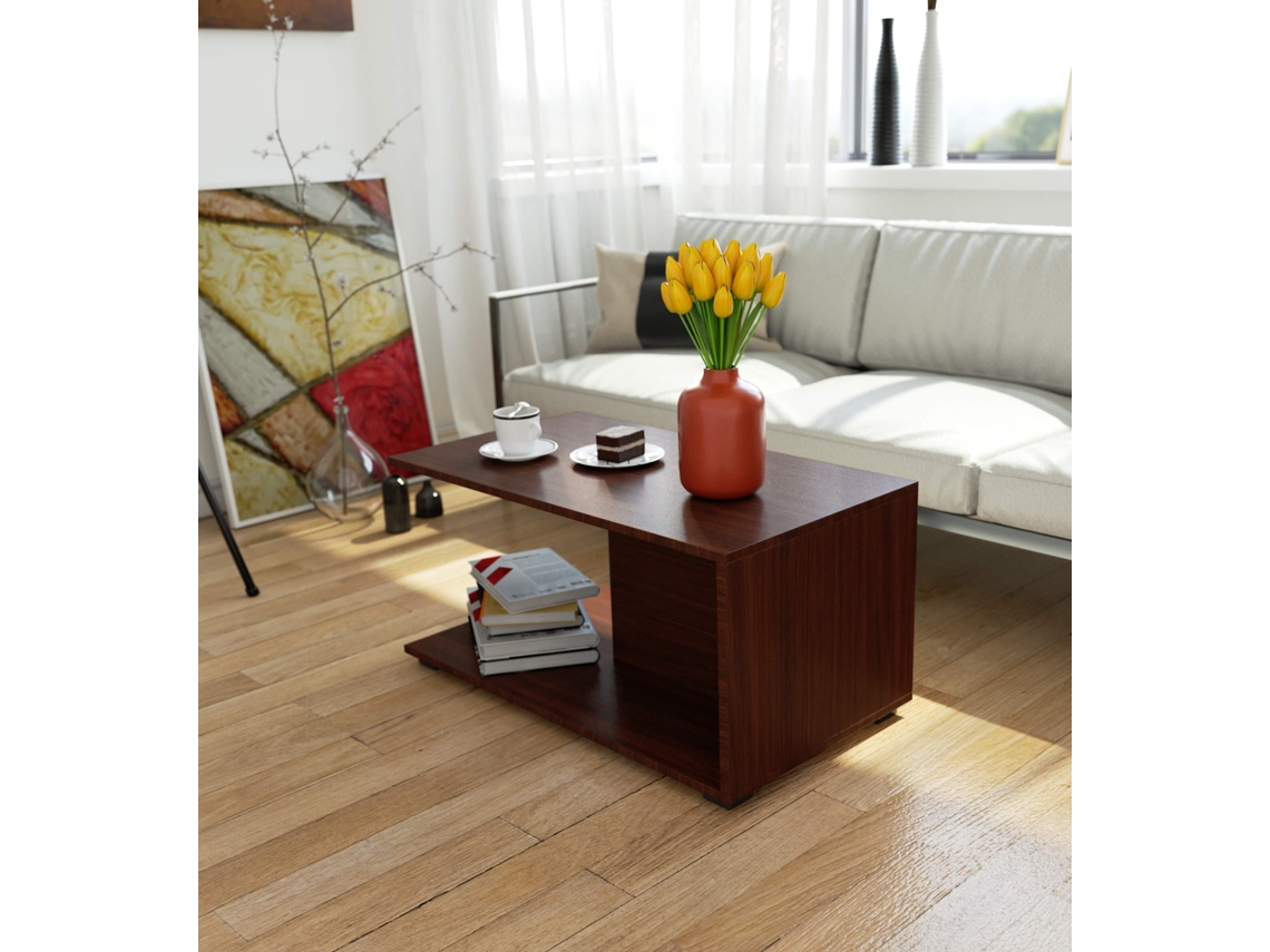 Mesa De Centro Akord Margo Wenge 90 Cm Frente En Color Wenge 90x50x45 Cm