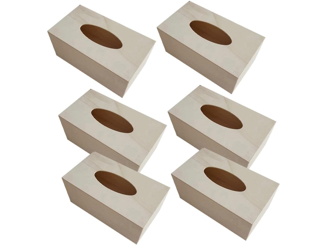 Juego de 6 cajas de pañuelos de madera, organizador de almacenamiento DIY con superfibra...