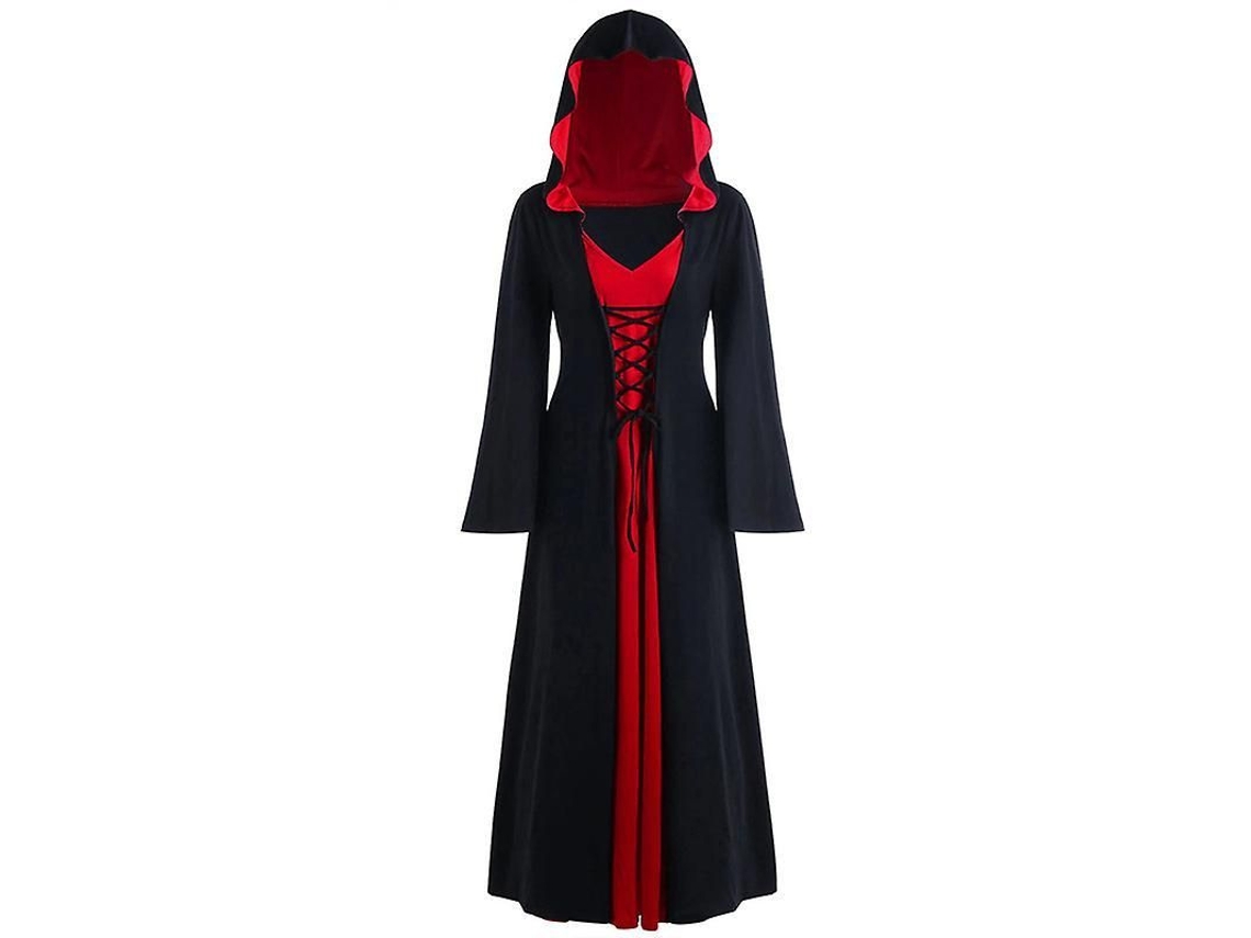 2026-vestido De Bruja Gótico Renacentista Medieval Para Halloween Mujer Con Mangas Largas Capucha Y Cordón