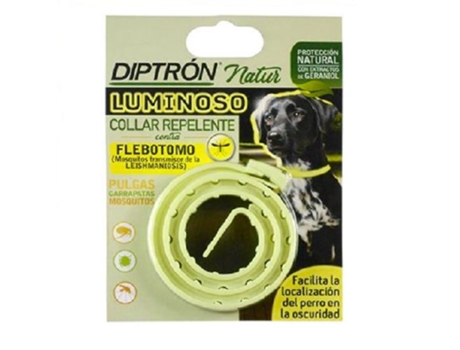 Coleira repelente natural luminosa DIPTRON contra pulgas, carrapatos e mosquitos para cães