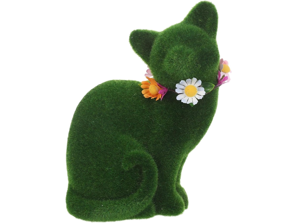 Estatua Pequeña De Gato Flocado, Decoración De Jardín, Escultura De Animal De Espuma Para Uso Exterior.