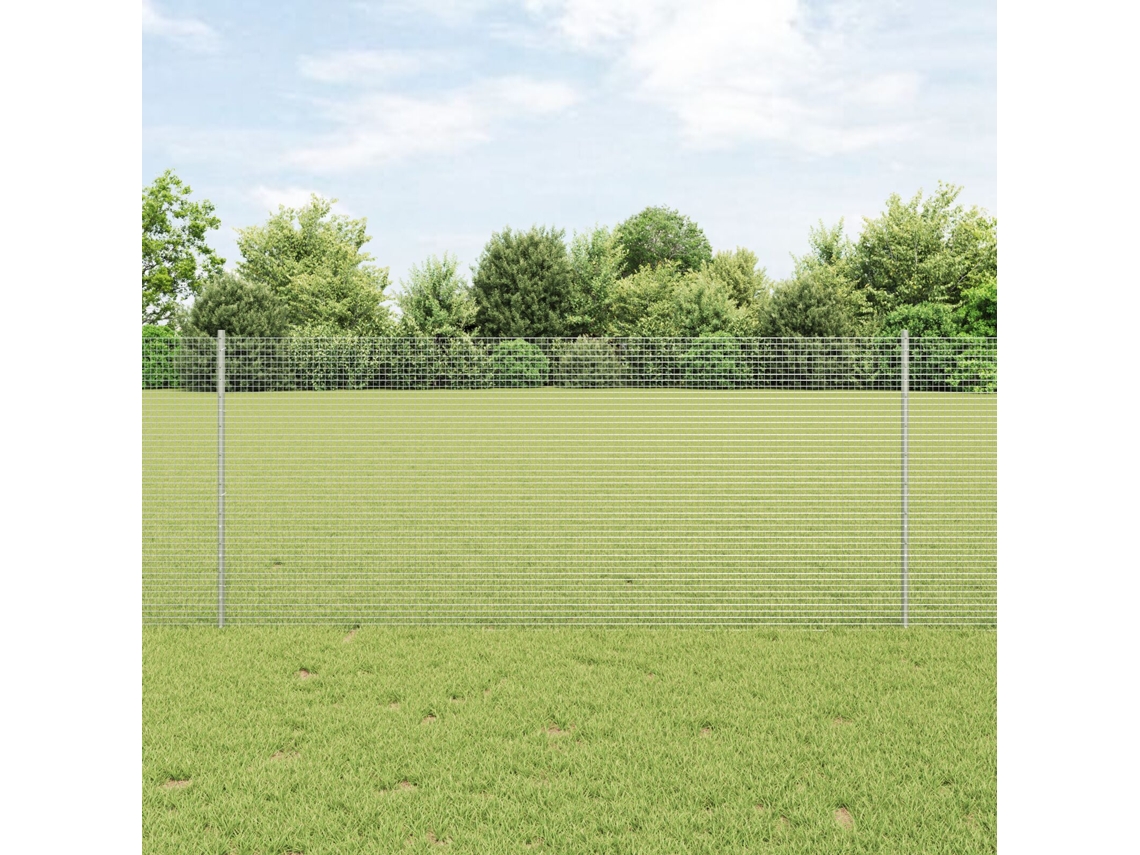 Cerca de alambre soldado con 44 postes en U, color plata, 1 x 50 m, acero, Lovely Home