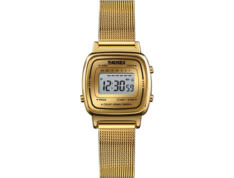 VEANXIN Reloj deportivo impermeable de acero inoxidable con esfera pequeña y banda de malla digital para mujer-oro rosa
