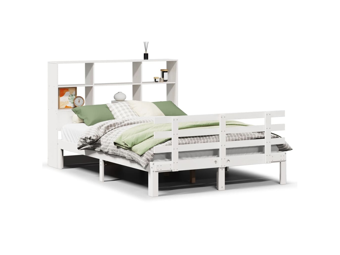 Maison Exclusive - Cama Con Estantería Sin Colchón Madera Maciza Blanca 140x190 Cm