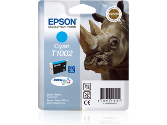 Cartucho de tinta original EPSON T1002, Rinoceronte 11,1 ml , Cian, C13T10024010