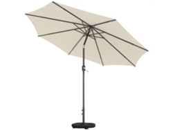 Sombrilla Balcón Ø300 Cm Inclinable Manivela Base Cruz Saco Arena Uv30 Blanco Crema
