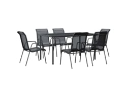Maison Exclusive - Juego de comedor de jardín de 7 piezas en acero y textilene, negro