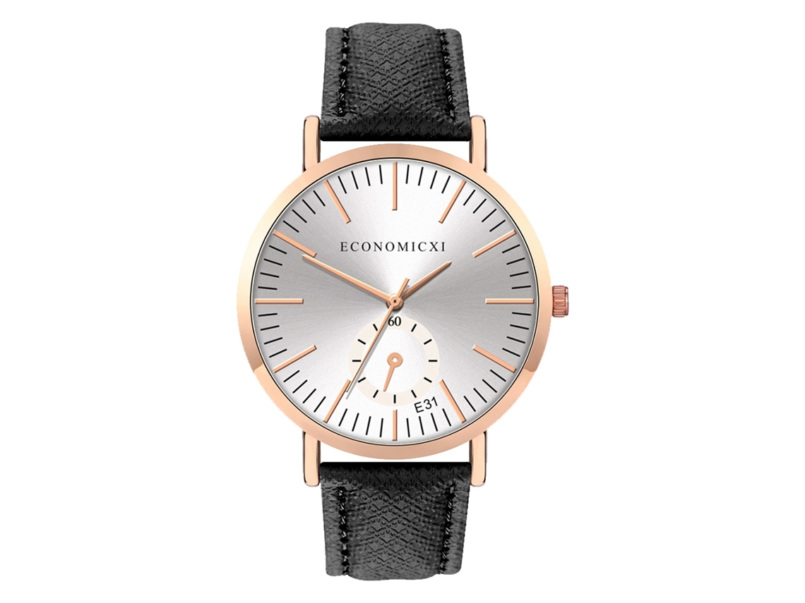 Reloj De Pulsera Unisex Con Correa De Pu, Esfera Redonda, Movimiento De Cuarzo Analógico, Estilo Casual, Blanco/negro.