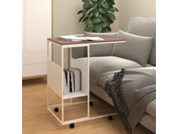 Mesa Auxiliar Con Ruedas Madera Ingeniería Blanco 55x36x63,5 Cm