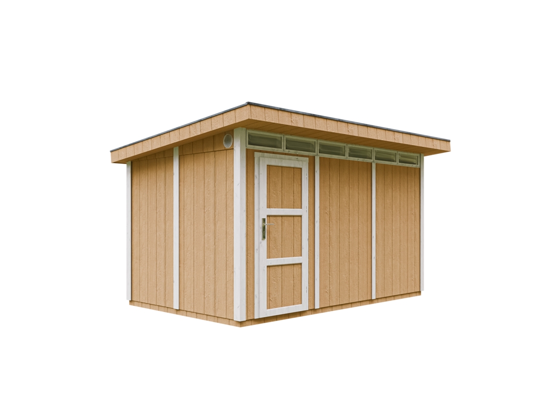 Caseta Jardin paneles a base de Madera LP SmartSide 8,7 m² con Suelo y Baldosas Bituminosas - L279xA412xA237 cm - TIMBELA M904 - HARVEST HONEY