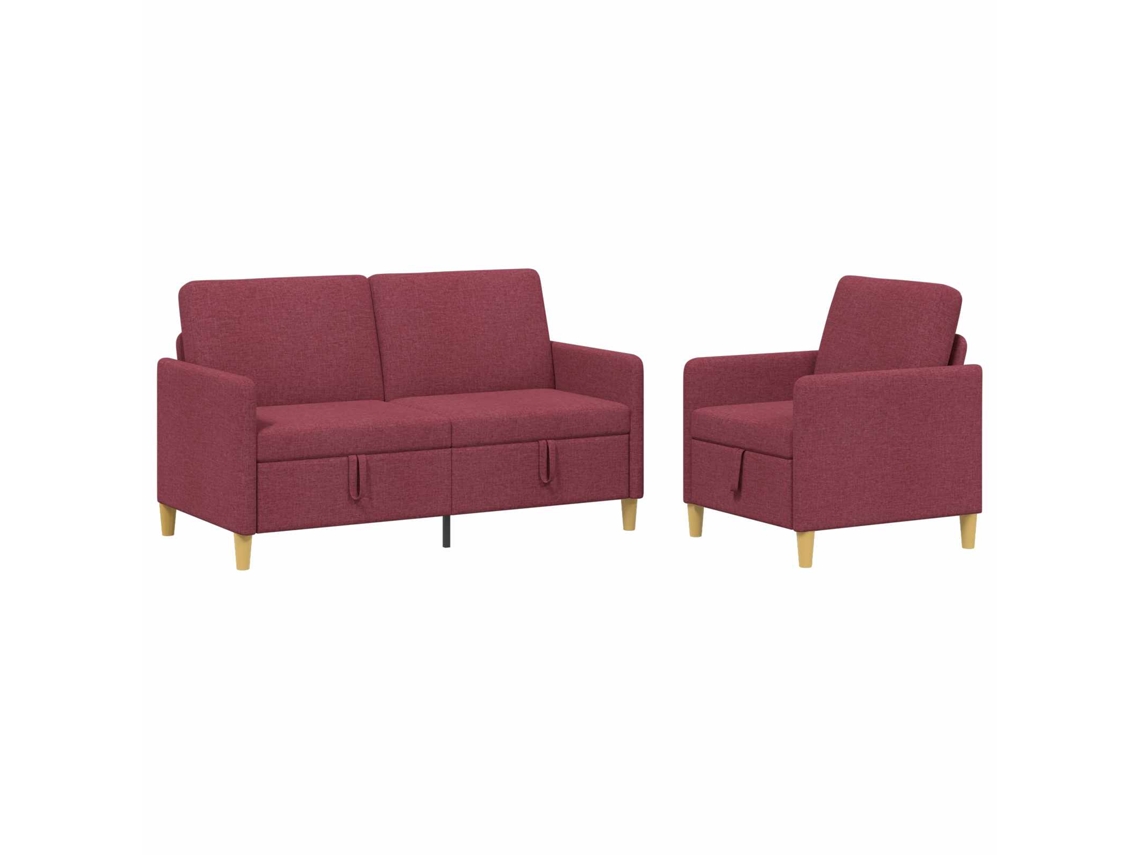 Juego De Sofás Con Almacenamiento 2 Pcs Rojo Vino Poliéster