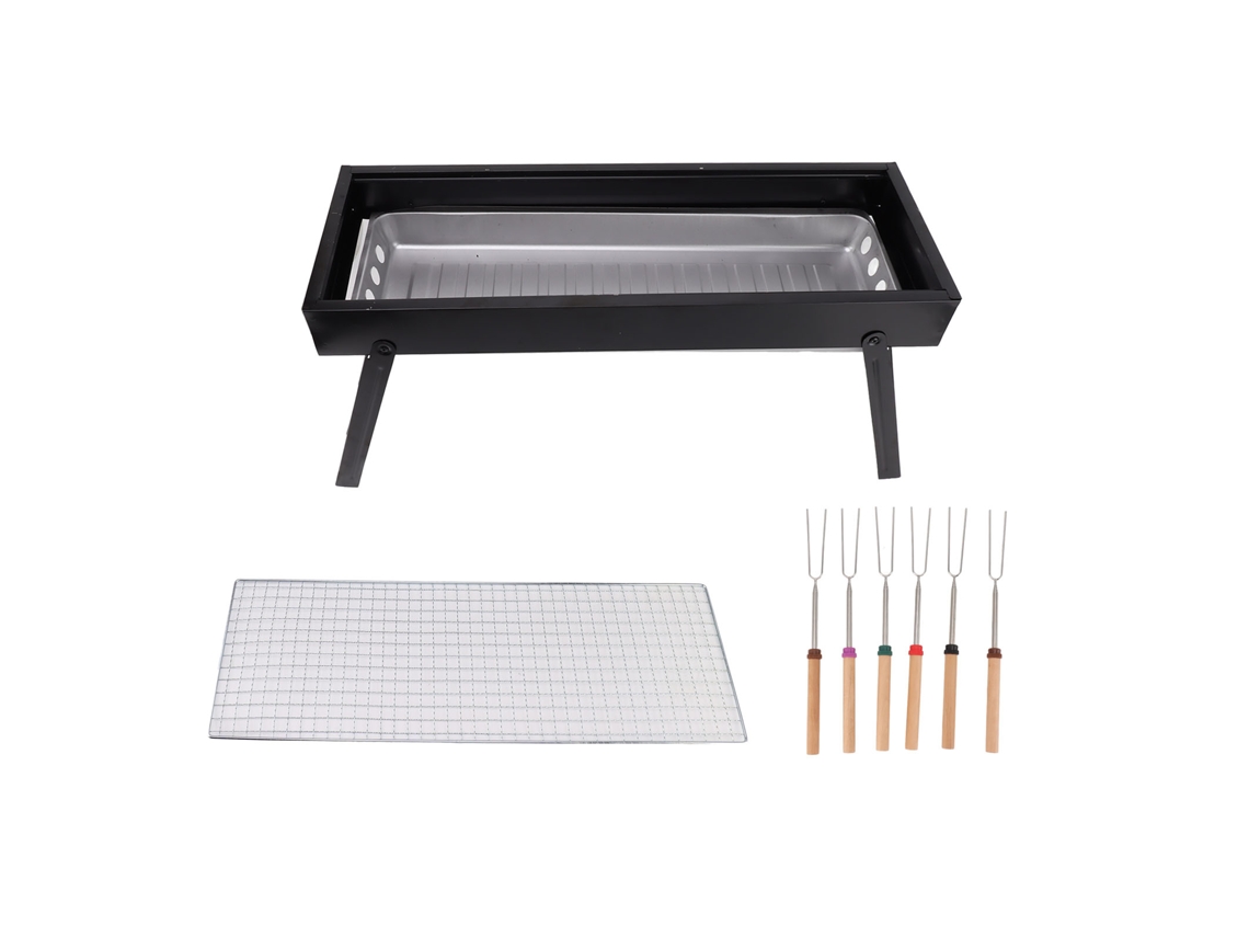 Parrilla de carbón plegable multifuncional con tenedores para acampar al aire libre, viajes, picnics, jardín y fiestas en la playa.