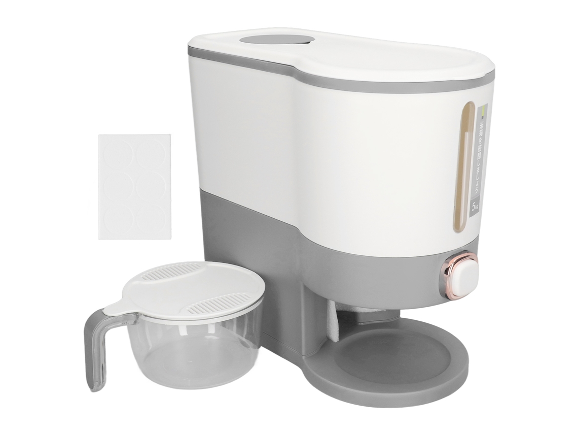 Dispensador De Arroz Sellado Con Tapa Apta Para Alimentos Para Granos, Verduras Deshidratadas, Uso Doméstico, Gris Claro, Pe Pp