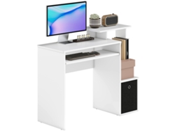 Escritorio multimedia para ordenador con soporte para teclado y panel para tableta - Blanco y negro