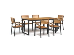 Juego de comedor de jardín de 7 piezas DKD Home Decor en madera maciza de acacia y metal