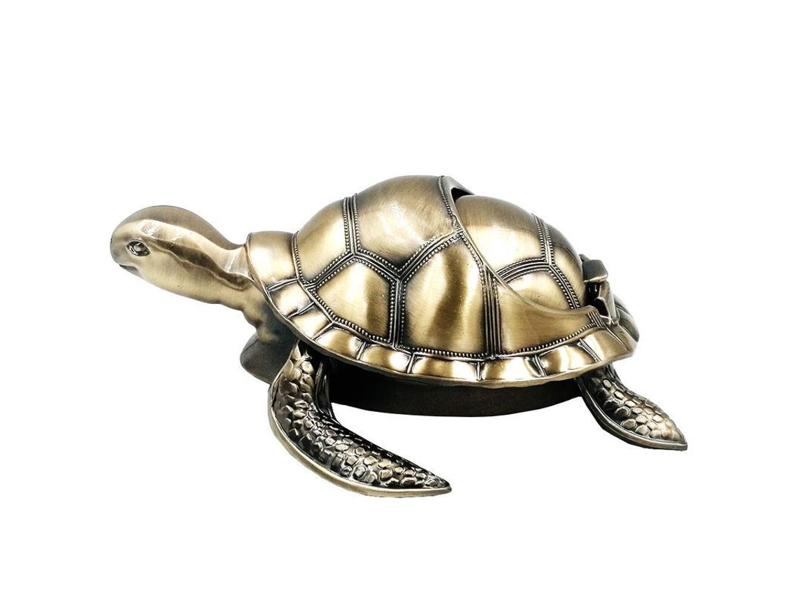 2026-cenicero Antiguo De Metal A Prueba De Viento Con Tapa Tortuga Creativa Bronce Para Cigarrillos