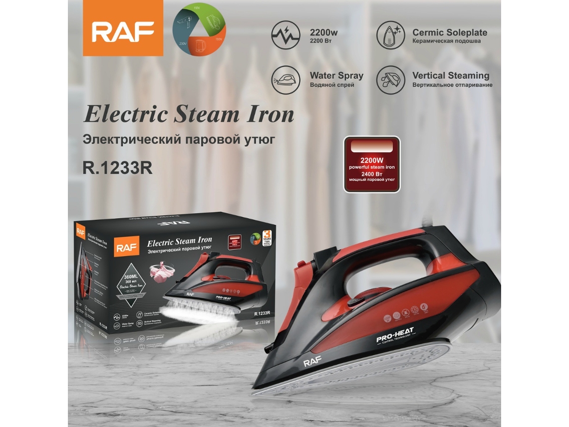 (Rojo) Plancha de vapor estándar europea - Plancha doméstica portátil - Plancha de vapor - Ajuste de temperatura múltiple