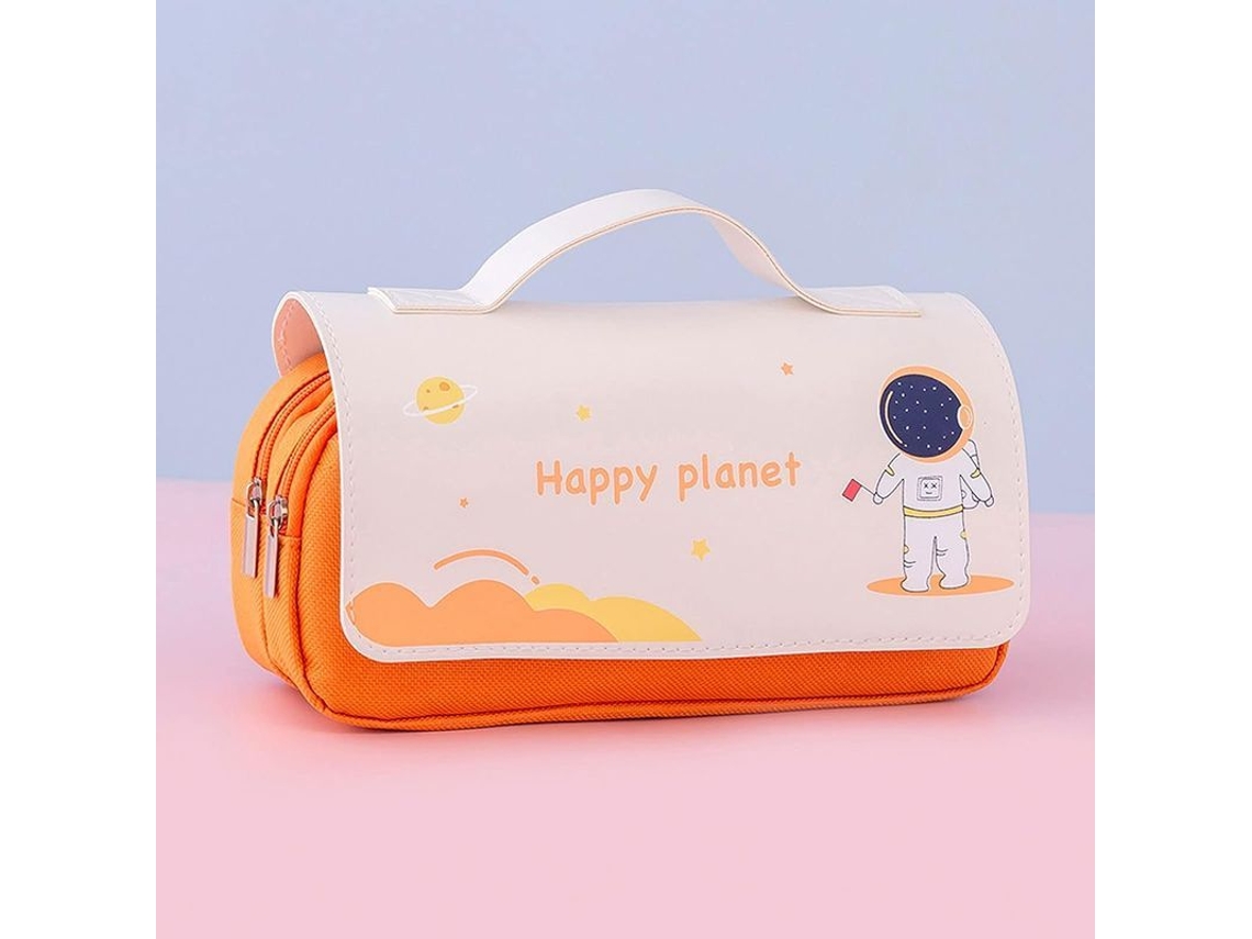 2026rebe-estuche Linjou Cartoon De Gran Capacidad, Astronauta Naranja, Bolsa De Papelería Portátil Y Linda