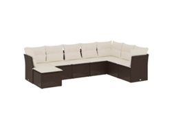 Conjunto de 8 sofás de jardín con cojines, mimbre, patas marrones, MAISON EXCLUSIVE (8 piezas)