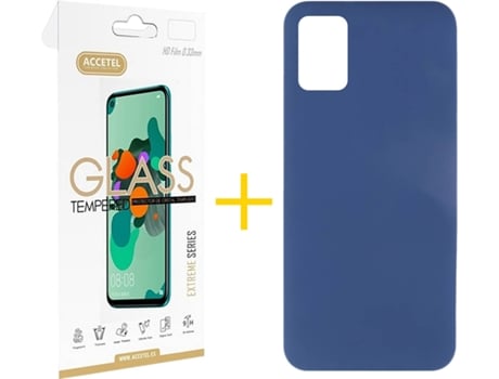 Kit Funda + Protector de Pantalla Samsung Galaxy A51 ACCETEL Silicona Líquida (Azul)
