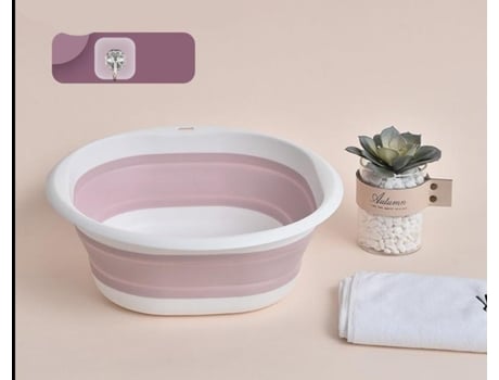 Portátil - lavabo plegable, cubeta con pies de fregadero[rosa blanco mediana]