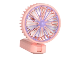 Ventilador portátil recargable por USB, 2 velocidades, rosa.