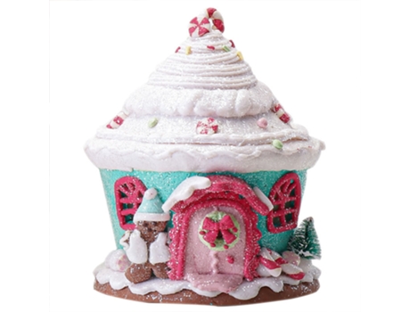 Adorno de Árbol de Navidad ZMDECQNA Adorno Decorativo Casa Pan Jengibre Castillo Árbol Rosa (16x13x13cm)