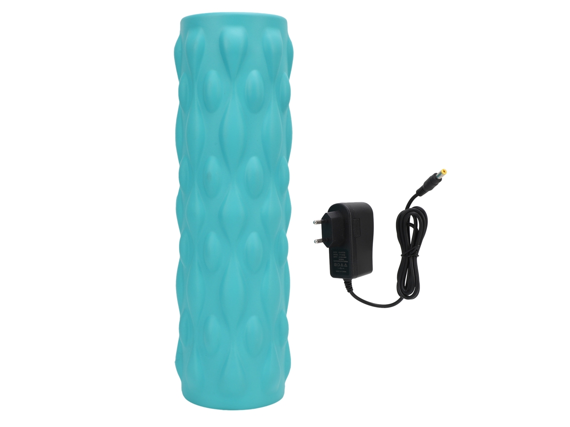 Rodillo De Espuma Vibratorio Eléctrico Recargable Para Masaje De Tejido Profundo Y Relajación Muscular, Color Cian, Enchufe Europeo.
