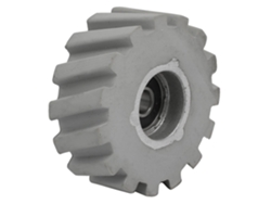 Polea de rodillos con montaje de rodamiento, caucho, acero, 65 mm x 8 mm x 25 mm, gris, CHABERLU