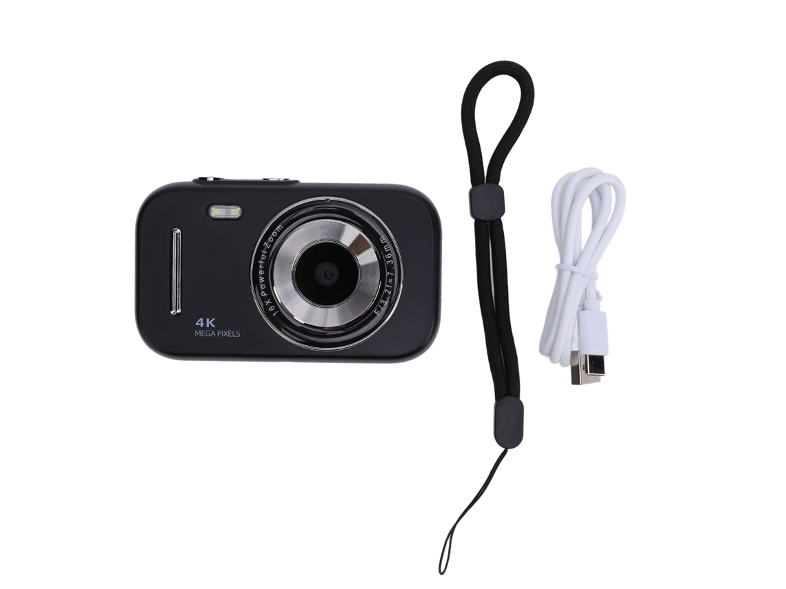 Câmera Digital Infantil 48mp 4k 16x Zoom Recarregável 2.8 Polegadas Para Meninos Meninas Estudantes Preta