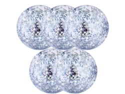 HYMNORA 5 Unidades Pelota de Playa Jumbo Juguetes de Piscina Bolas Gigantes con Confeti Brillante Pelota Hinchable Transparente para Piscina Playa Agua Verano