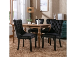 Juego de sillas de comedor modernas de 2 piezas, tapizadas en terciopelo con respaldo capitoné y patas de madera negras - Mobrio