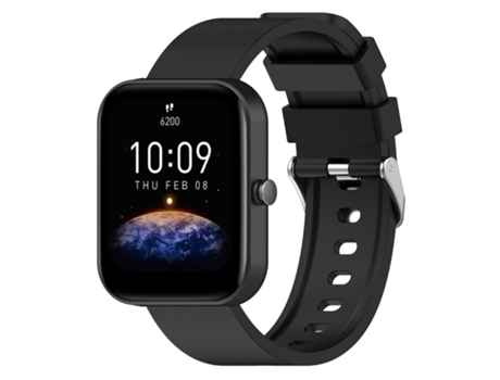 Correa de reloj inteligente para Amazfit Bip 3 de silicona estilo paso de 20 mm (negro)